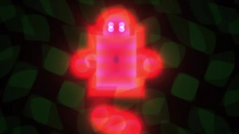 Glowing red robot on dark background. Stock Footage 335111976