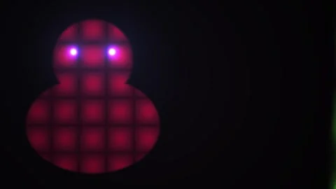 Glowing red robot with grid pattern on body. Stock Footage 337472851