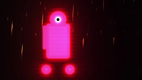 Glowing red robot with one eye in dark background. Stock Footage 337513951