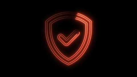 Glowing red shield with check mark represents security cyber safety and Stock Footage 322968490