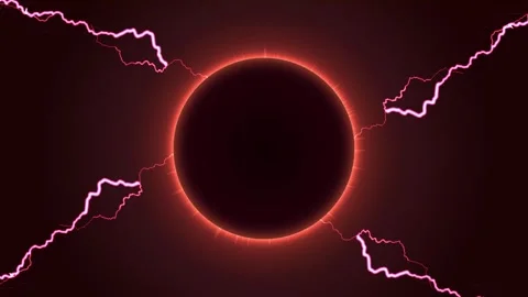 Glowing Red Sphere with Electric Lightning Bolts Stock Footage 296315175