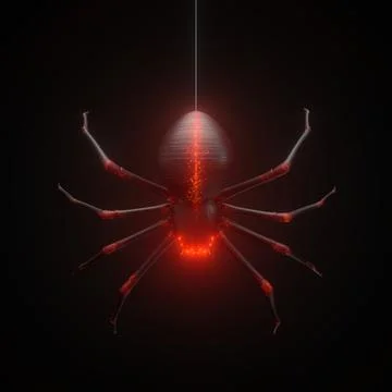 Glowing red spider in the dark. 3D illustration Stock Illustration