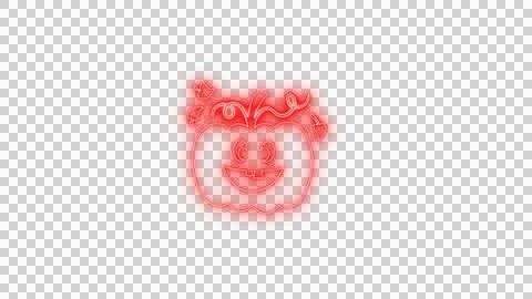 Glowing Red Spooky Pumpkin Face with Neon Aura on Transparent Background Stock Illustration