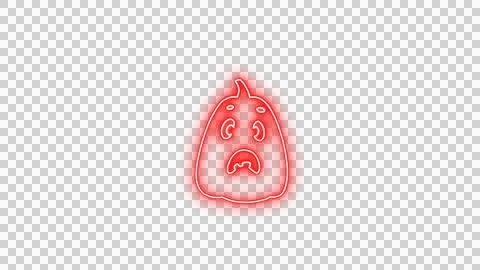 Glowing Red Spooky Pumpkin Face with Neon Aura on Transparent Background Stock Illustration