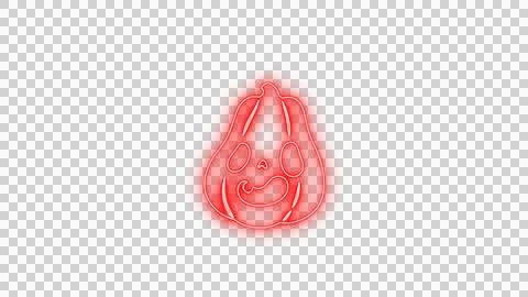 Glowing Red Spooky Pumpkin Face with Neon Aura on Transparent Background Stock Illustration