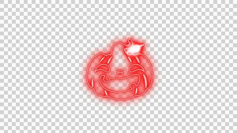 Glowing Red Spooky Pumpkin Face with Neon Aura on Transparent Background Stock Illustration