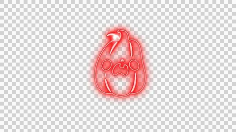 Glowing Red Spooky Pumpkin Face with Neon Aura on Transparent Background Stock Illustration