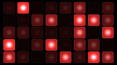 Glowing red squares pulse in a digital grid Stock Footage 340523353