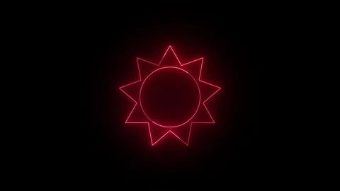 Glowing red sun symbol animation on black background Stock Footage 318596151