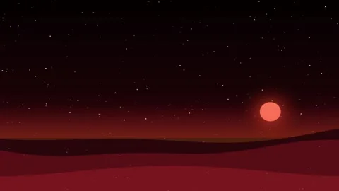 Glowing red sunset or sunrise landscape animation with distant sun over rol.. Stock Footage 344709932