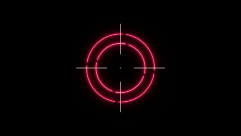 Glowing red target reticle animation on black background Stock Footage 342342401