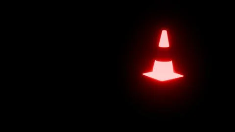 Glowing red traffic cone on a dark background Stock Illustration