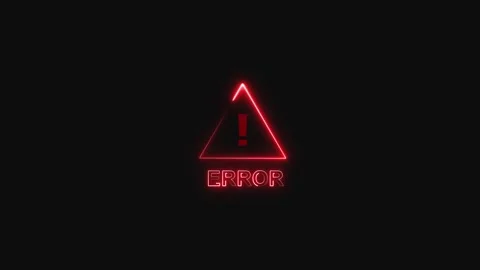 Glowing red triangle with error message. Glowing red triangle on dark. Glow.. Stock Footage 337021188