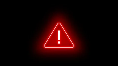 A glowing red warning or error sign animation symbolising caution, danger Stock Footage 317693919
