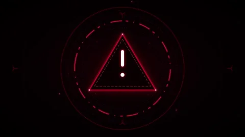 Glowing red warning symbol hud interface animation for cybersecurity and sy.. Stock Footage 337561528