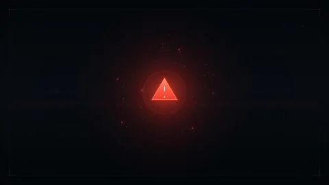 Glowing Red Warning Triangle Digital Interface Animation Vídeos de archivo 344353256