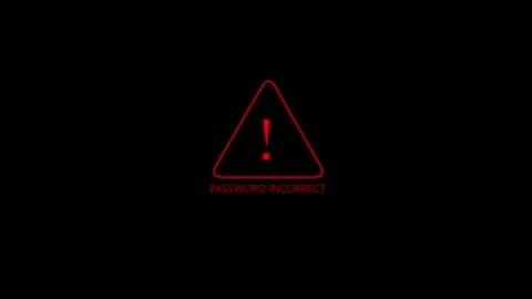 Glowing red warning triangle with exclamation mark and password incorrect m.. 库存影片 333470703
