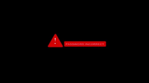 Glowing red warning triangle with exclamation mark and password incorrect m.. 스톡 동영상 333470706