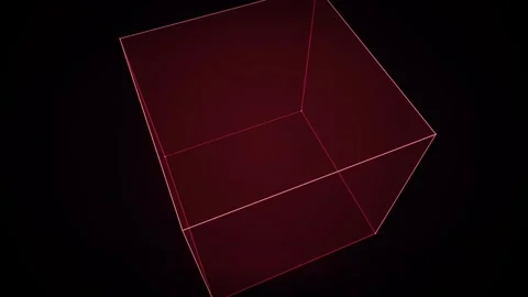 Glowing Red Wireframe Cube Flash Background Vídeos de archivo 344255904