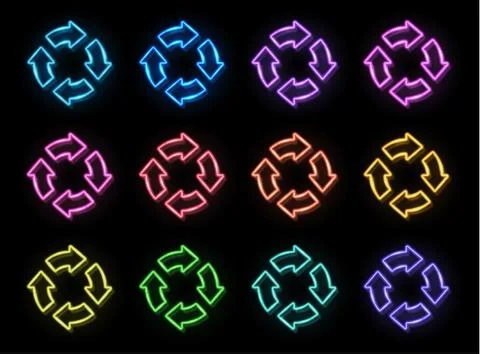 Glowing refresh reload rotation recycling symbol. Stock Illustration