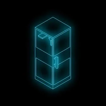 Glowing refrigerator light painting representing cold storage in isometric vi Stock Illustration