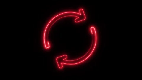 Glowing Reload Icon in HD Video Neon Animation Stock Footage 304555725