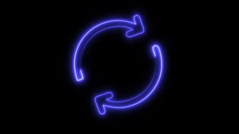 Glowing Reload Icon in HD Video Neon Animation Stock Footage 304555733