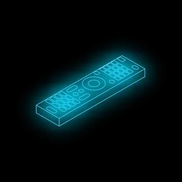 Glowing remote control on black background, futuristic entertainment concept Illustrazione stock