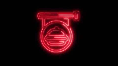 Glowing Restaurant Sign Icon in HD Video Neon Animation Vidéo 304555319