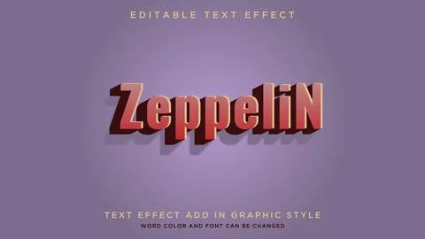 Glowing retro and editable text style effect Zeppelin text style theme Stock Illustration