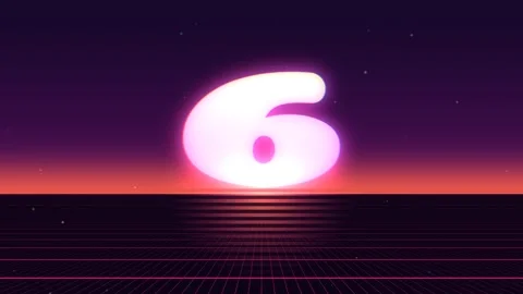 Glowing retro numbers in a synthwave digital countdown motion video Stock Footage 339677225