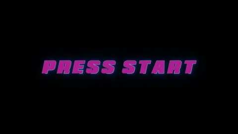 Glowing retro Press Start text animation in arcade video game style Stock Footage 304821211