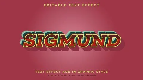 Glowing retro typography and editable text style effect Sigmund text style theme Stock Illustration