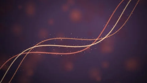 Glowing ribbon lines and sparkling particles sway in a seamless loop Stock Footage 341490260