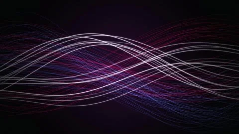 Glowing ribbon like lines of light flow in a smooth wave motion Stock Footage 342215731