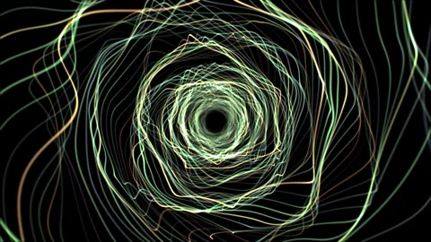 Glowing ribbon tunnel vortex with abstract hypnotic spiral made of flowing lines Stock Footage 318167681