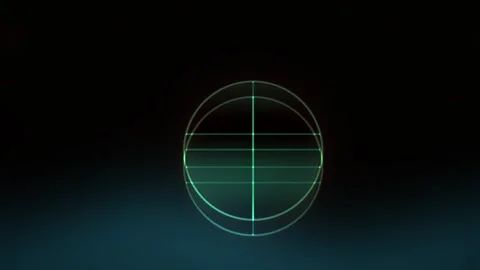 Glowing rifle scope sight with green reticle on dark background. Video stock 336701135