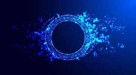 Glowing ring made of small glowing particles. Trendy dots cover design. Dynamic Illustrazione stock