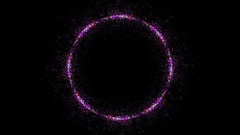 Glowing ring of multicolored stars on dark background. Abstract animation use Stock Footage 264522089