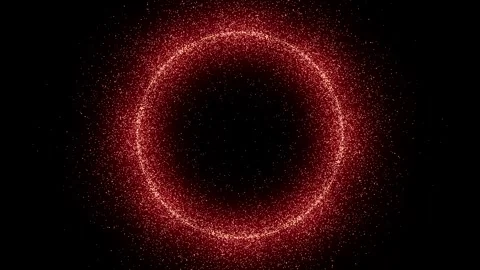 Glowing ring of red particles on dark background. Abstract animation use Stock Footage 259140636