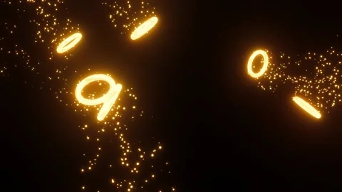 Glowing rings abstraction on black background Stock Footage 143575151