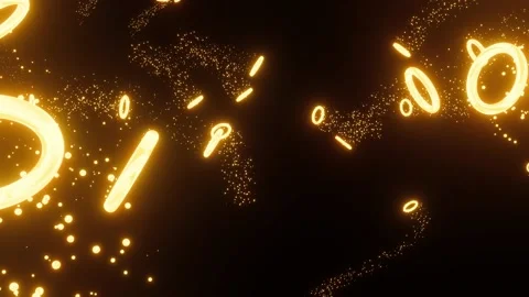 Glowing rings abstraction on black background with dynamic camera Stock Footage 143575215
