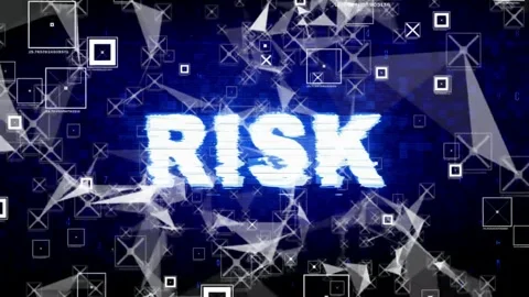 Glowing risk text animation with digital background Stock Footage 338215801