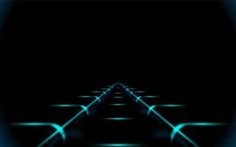 Glowing road into virtual reality or cyberspace, abstract minimal dark. Illustrazione stock