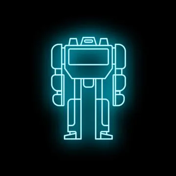 Glowing robot neon line art standing 库存插图