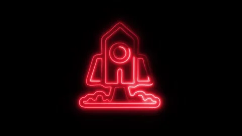 Glowing Rocket Launch Icon in HD Video Neon Animation 库存影片 304555115