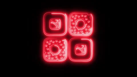 Glowing Roll Fish Icon in HD Video Neon Animation Stock Footage 304554692
