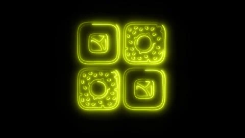 Glowing Roll Fish Icon in HD Video Neon Animation Vídeo Stock 304554693