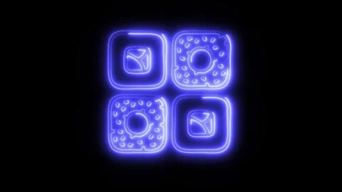 Glowing Roll Fish Icon in HD Video Neon Animation Vídeo Stock 304554697