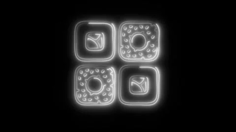 Glowing Roll Fish Icon in HD Video Neon Animation Stock Footage 304554699